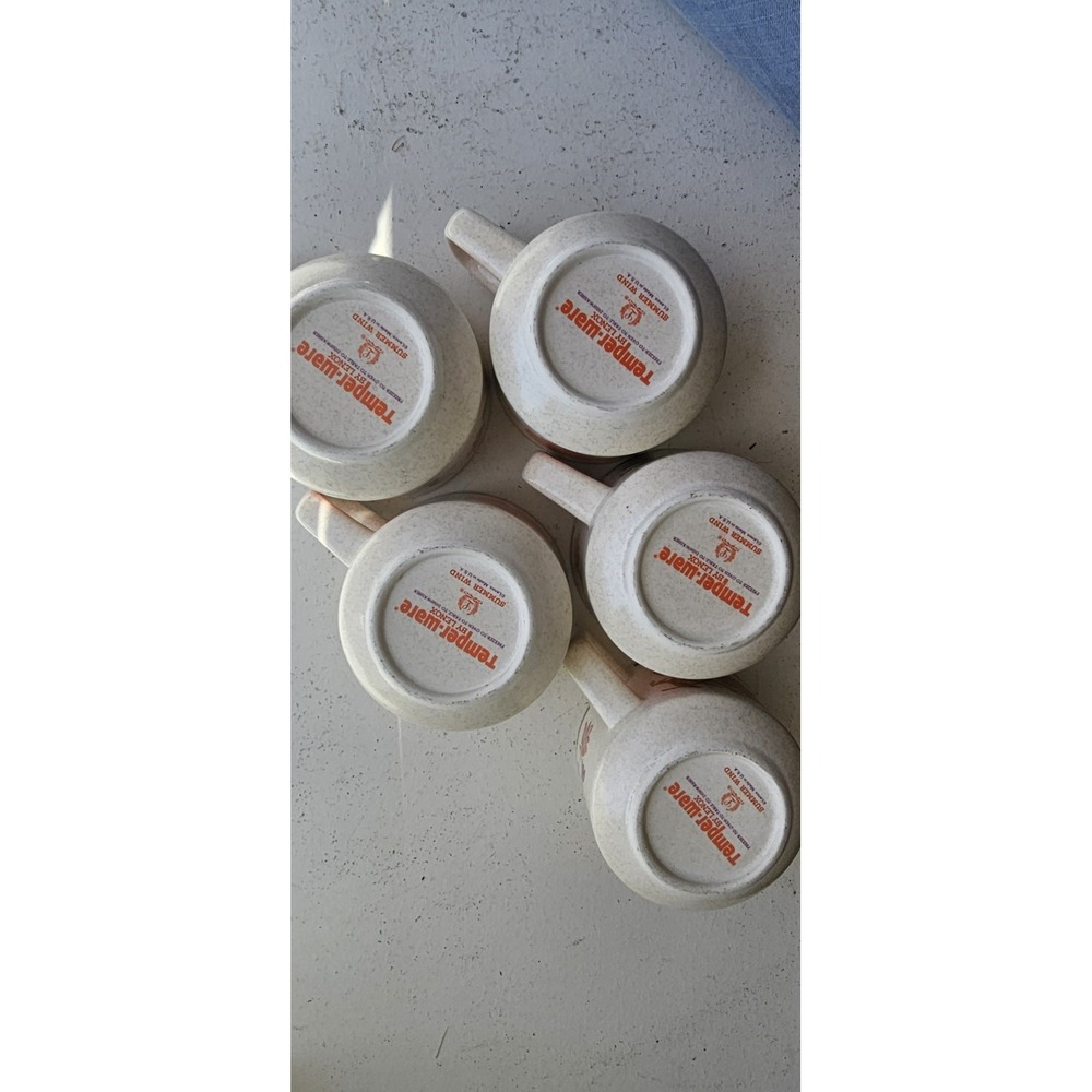 1970s Vintage Temperware By Lenox Summer Wind USA Coffee Cups Poppy Wildflower - Picture 5 of 10